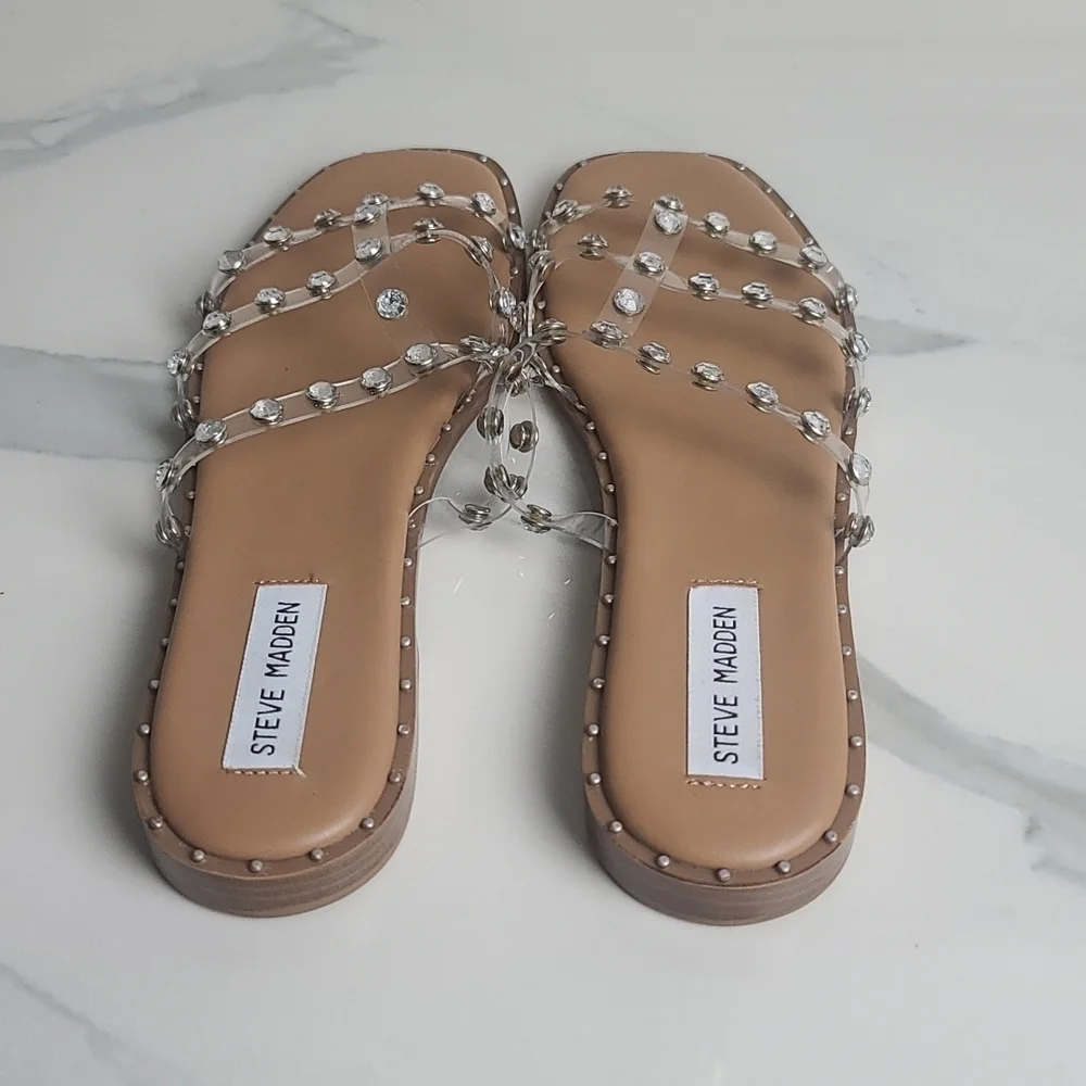 Steve Madden Lyna Clear Jeweled Sandals NWOT